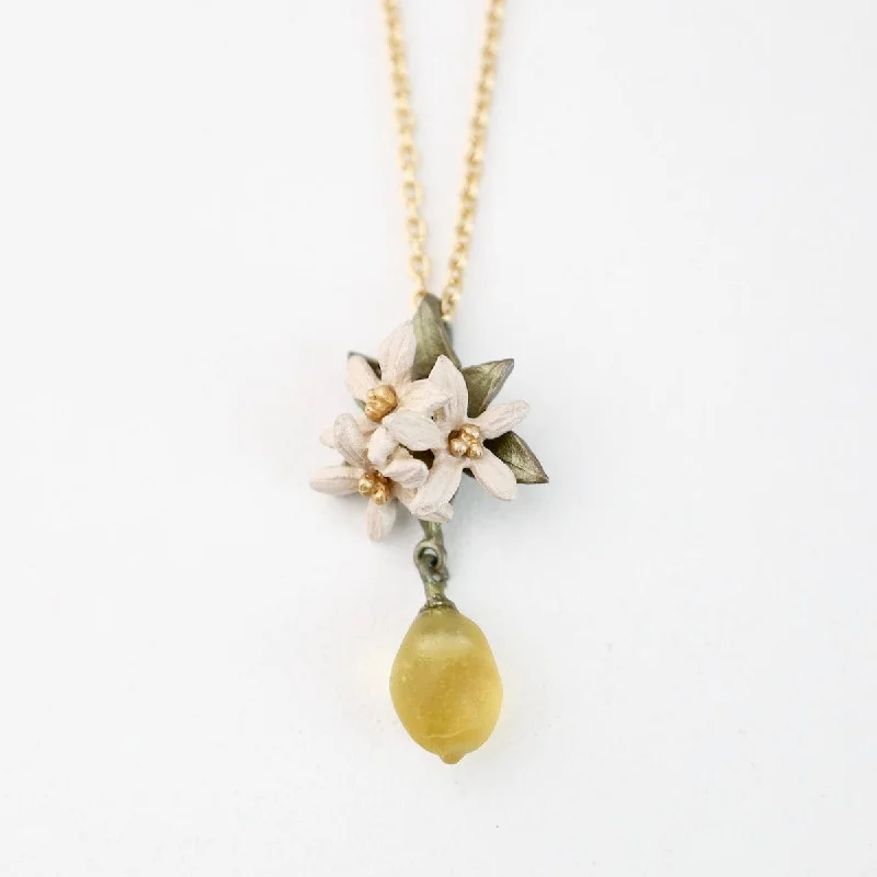 women's necklaces with diamond accents -Lemon Drop Flower Pendant Necklace