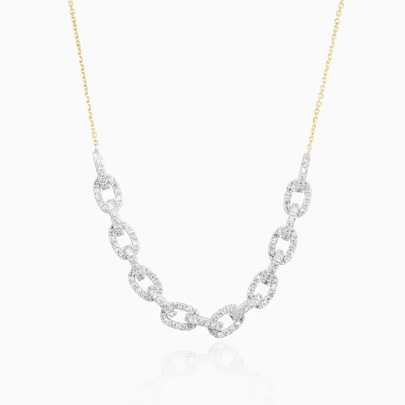 women's necklaces with celestial charm -Diamond Link Accent Necklace