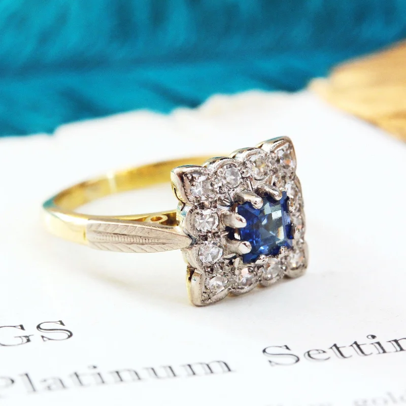 women's engagement rings with vintage design -Fancy 1970's Floriate Sapphire & Diamond Dress Ring