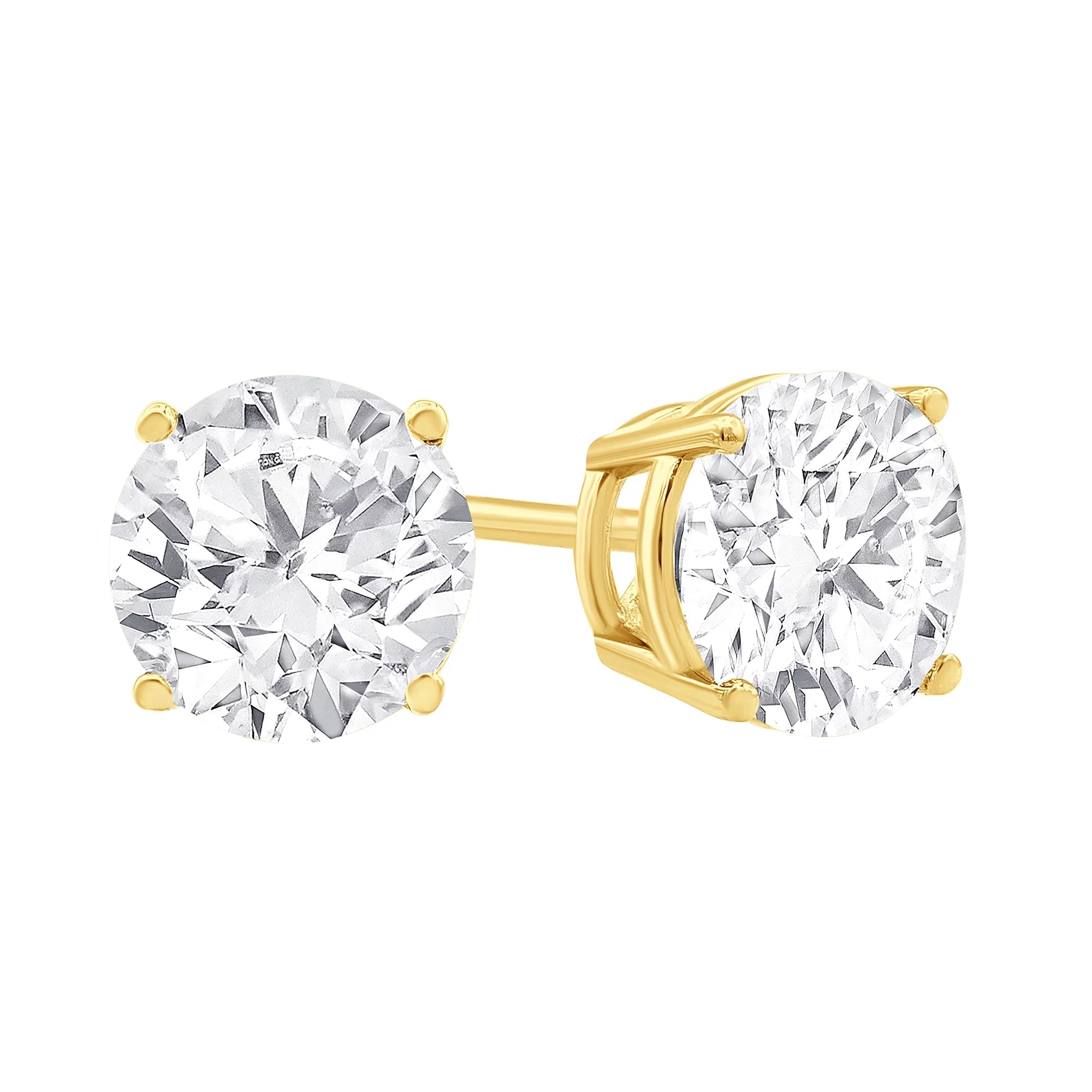 women's earrings with sleek finish -14K YELLOW GOLD LAB GROWN DIAMOND  STUDS