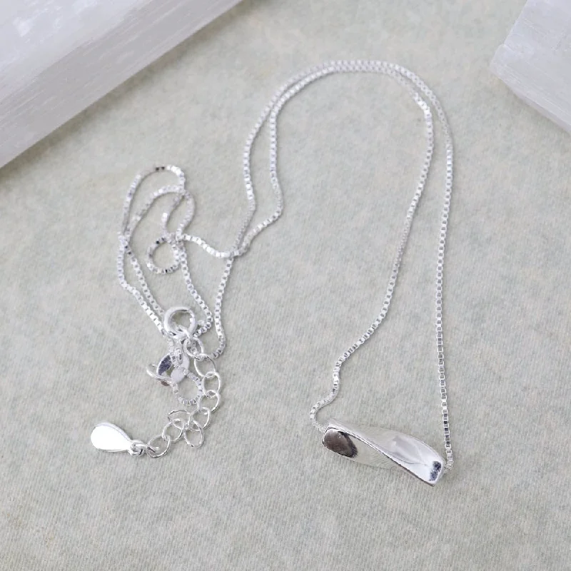 women's necklaces with pearl cluster -Sterling Silver Twisted Box Tube Necklace