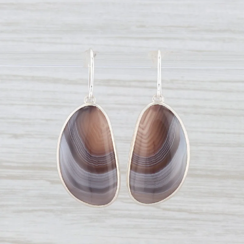 women's earrings with hoop design -New Nina Nguyen Marbled Agate Drop Earrings Sterling Silver Hook Posts