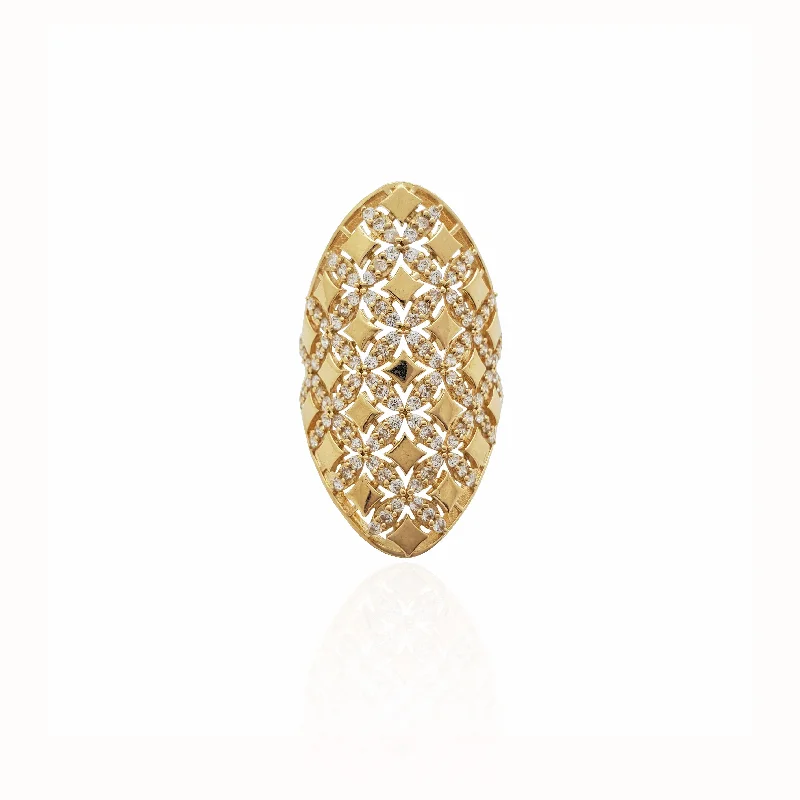 women's rings with delicate diamond accents -Elegant Long Finger CZ Ring (14K).