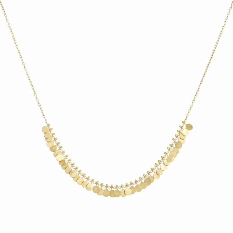 women's necklaces with halo setting -Yellow Gold Tiny Dots Arc Necklace