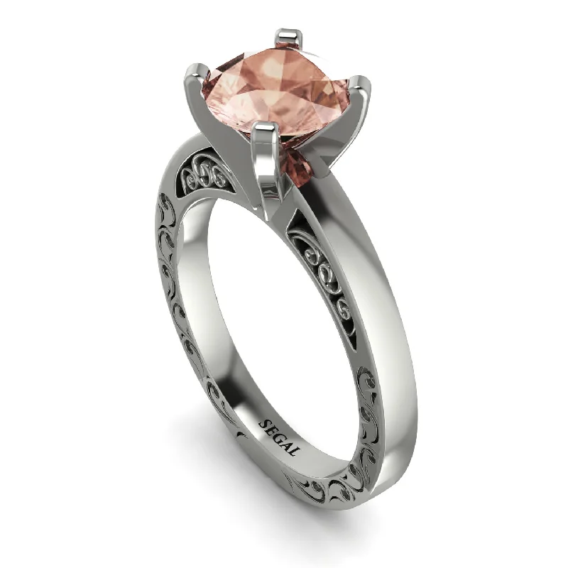 women's engagement rings with dual-tone band -Vintage Solitaire Morganite Ring - Vera No. 903