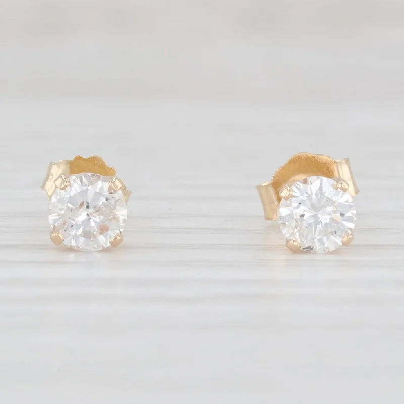 women's earrings with modern design -New 0.75ctw Round Diamond Solitaire Stud Earrings 14k Gold April Birthstone