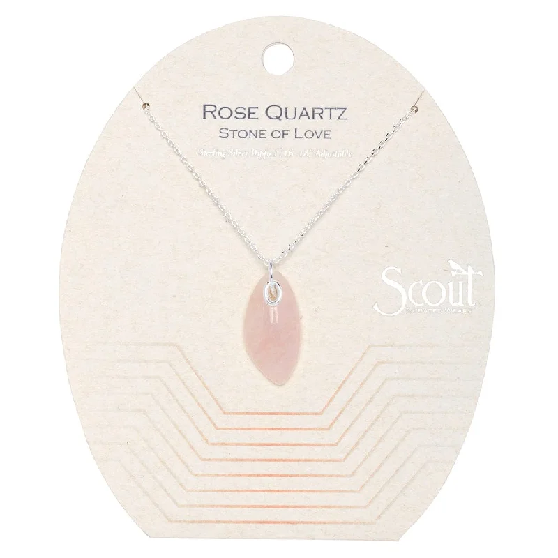 women's necklaces with pearl drop -Scout Organic Stone Necklace Rose Quartz/Silver