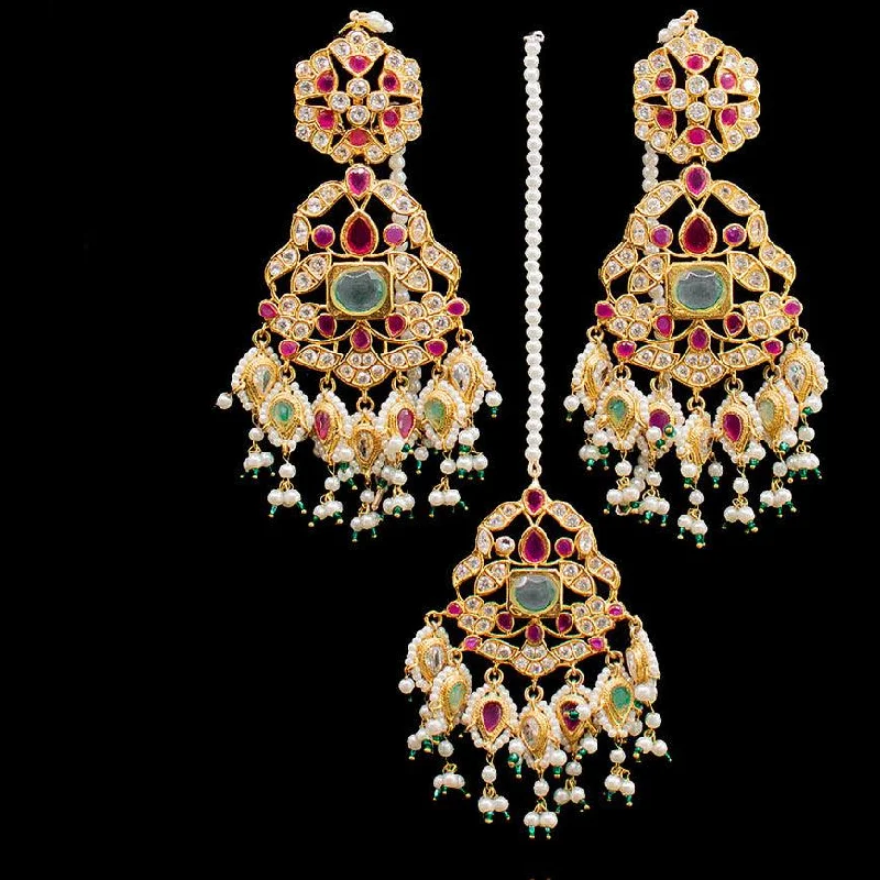 women's earrings with crystal embellishments -Custom Order - Arushi Earrings & Teekah Set