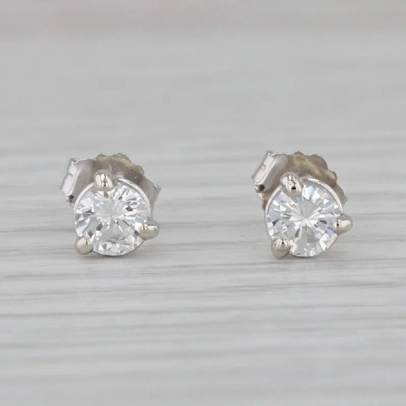 women's earrings with teardrop design -New 0.39ctw Diamond Stud Earrings 14k White Gold VS2 Round Solitaires