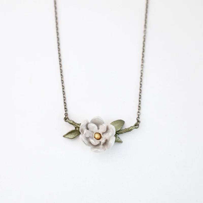 women's necklaces with layered design -Magnolia Branch Pendant Necklace