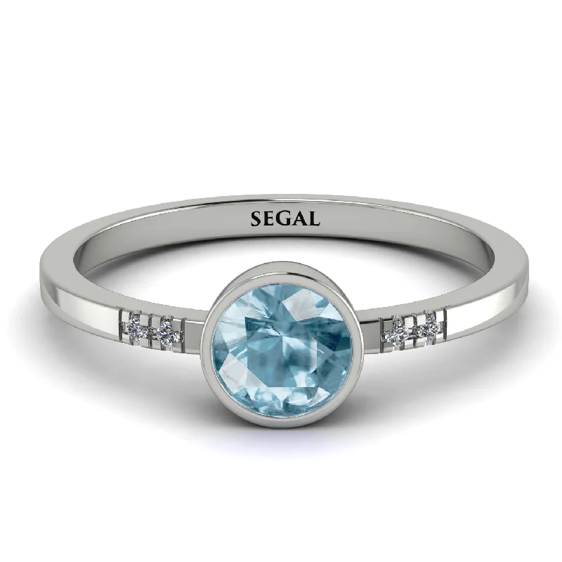 women's engagement rings with high setting -Bezel Minimalist Aquamarine Ring - Kinsley No. 403