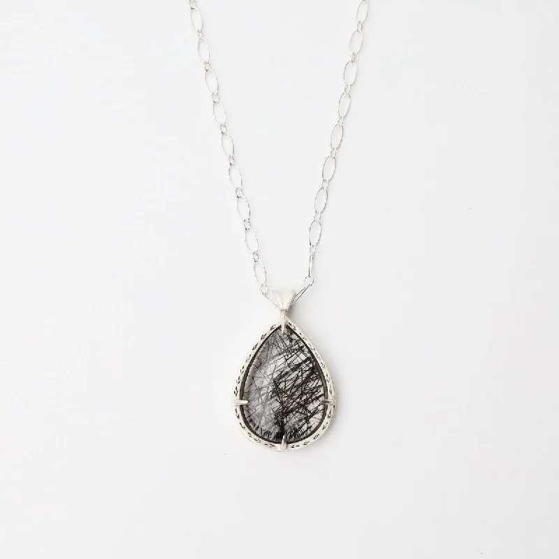 women's necklaces with bar pendant -Salt & Pepper Quartz Pendant Necklace