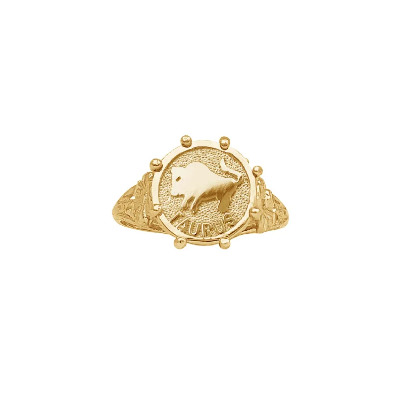 women's rings with princess-cut diamond -Vintage Taurus Zodiac Sign Lady Ring (14K)