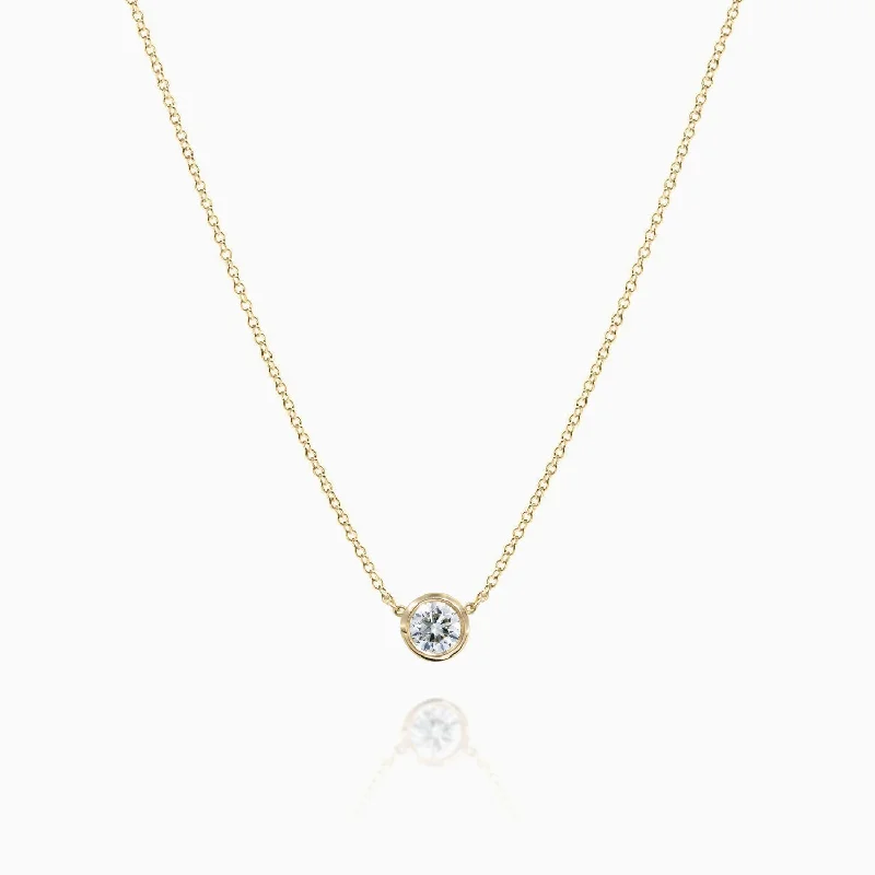 women's necklaces with choker style -Single Diamond Necklace