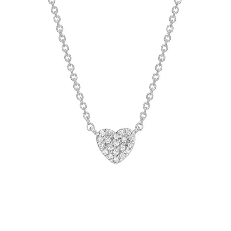 women's necklaces with heart design -14k White Gold Small Heart Pave Necklace