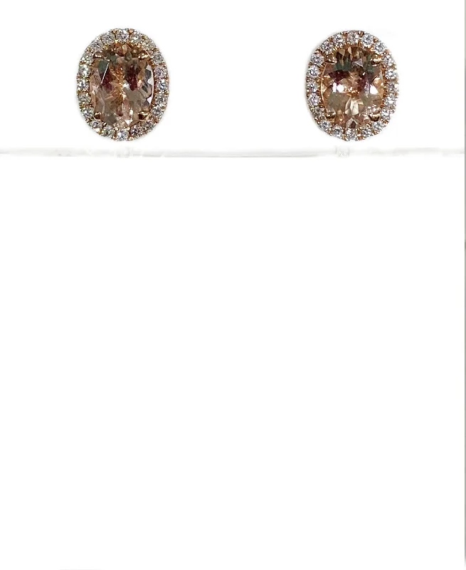 women's earrings with classy studs -14k Rose Gold Morganite Earrings