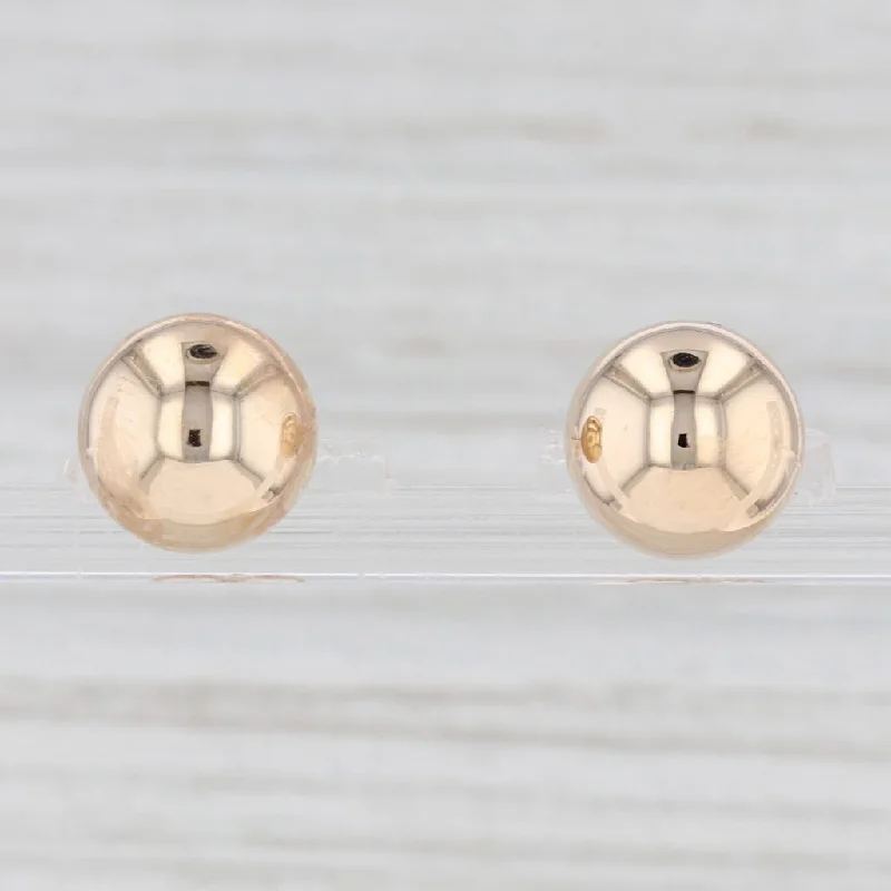 women's earrings with geometric shape -Bead Stud Earrings 14k Yellow Gold Pierced 9.3mm studs