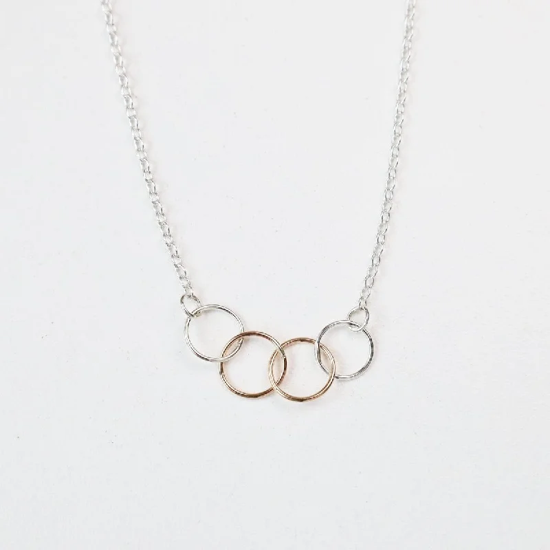 women's necklaces with romantic pendant -Tiny Connected Rings Necklace Two Tone