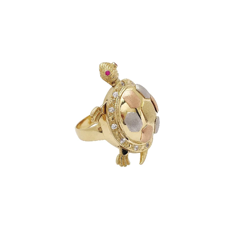 women's rings with layered look -Ornate Shell Fancy Turtle Ring (14K)