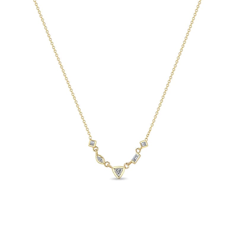 women's necklaces with fine silver chain -14k 5 Linked Mixed Cut Diamond Necklace