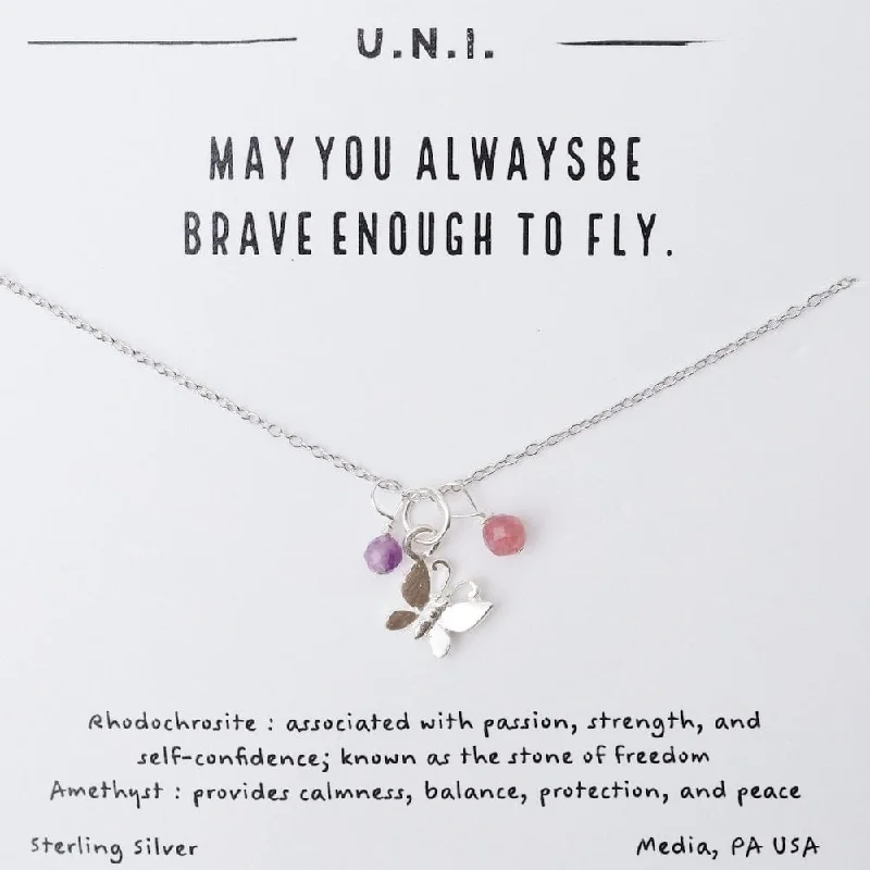 women's necklaces with dangling pendant -May You Always Be Brave Enough To Fly Necklace