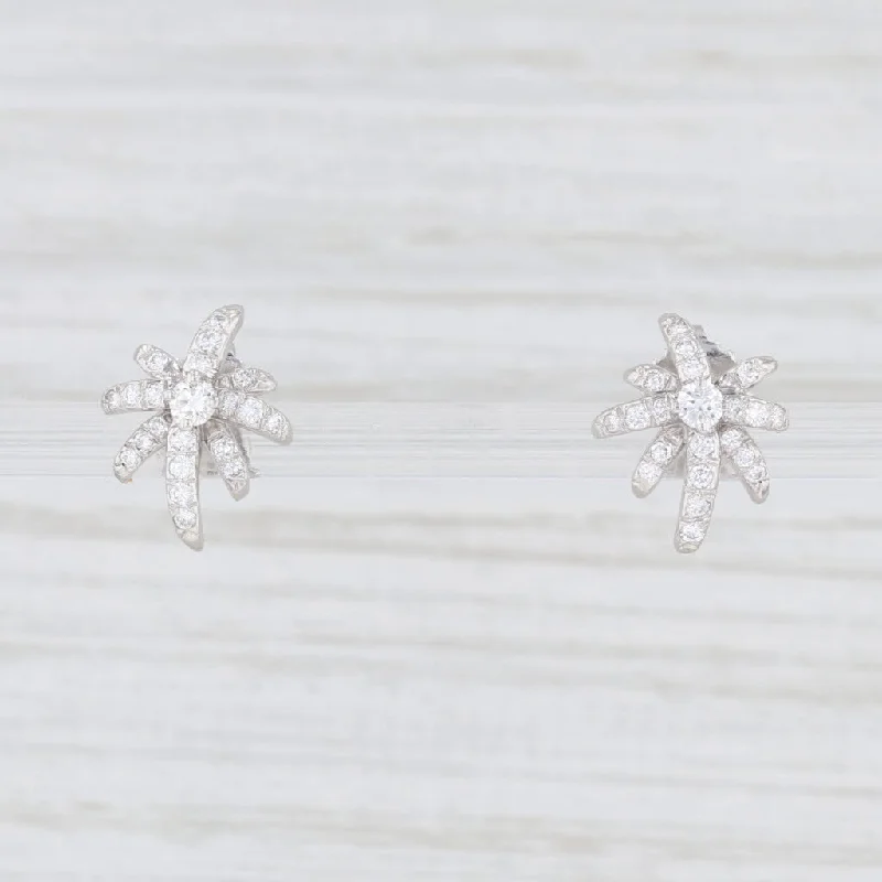 women's earrings with flower-shaped gemstones -Tiffany & Co 0.33ctw VS2 Diamond Fireworks Stud Earrings w/ Box Platinum