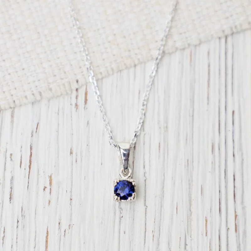 women's necklaces with bold design -Mini Synthetic Sapphire Pendant Necklace