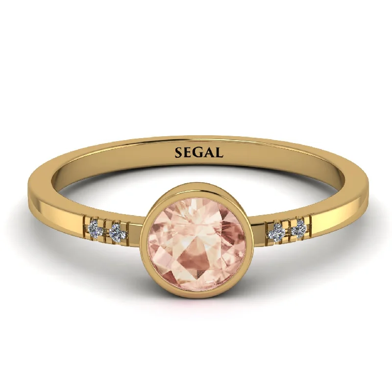 women's engagement rings with heart-shaped diamond -Bezel Minimalist Morganite Ring - Kinsley No. 901