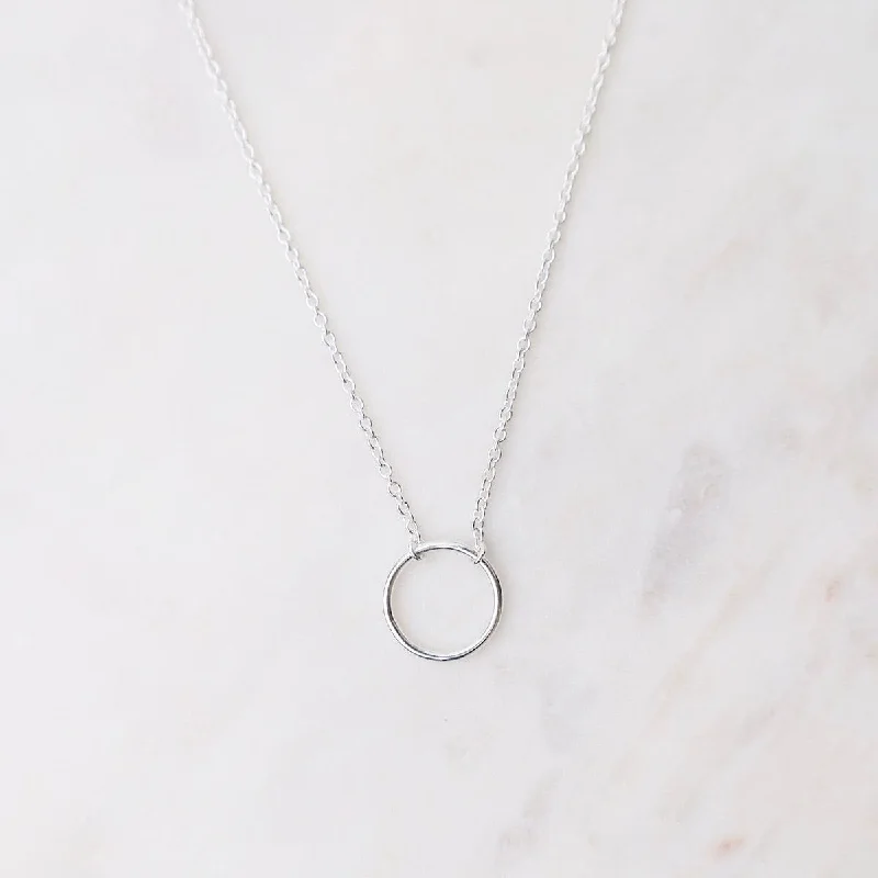 women's necklaces with clasp design -Small Circle Necklace - Sterling Silver