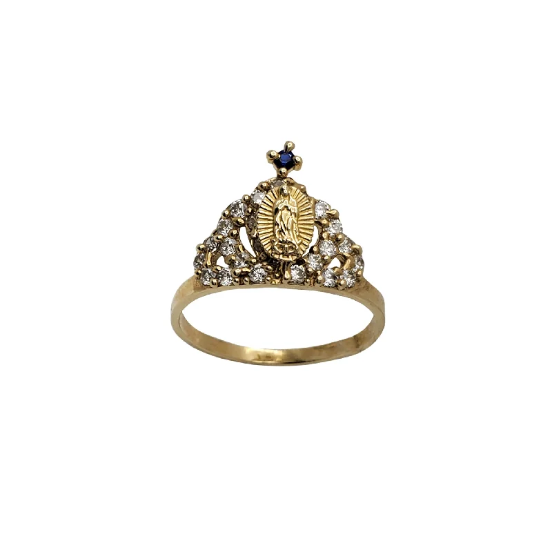 women's rings with luxury finish -Zirconia Virgin Mary Crown/Tiara Lady Ring (14K)