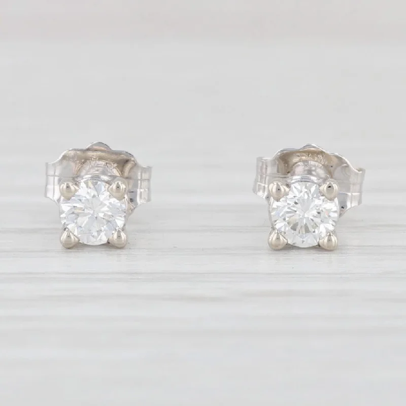 women's earrings with flower-shaped gemstones -New 0.29ctw Diamond Stud Earrings 14k White Gold Round Solitaire Studs