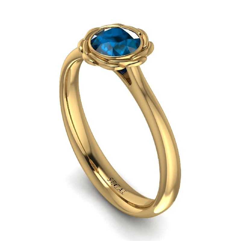 women's engagement rings with side stones -Solitaire Minimalist Blue Topaz Ring - Eden No. 501