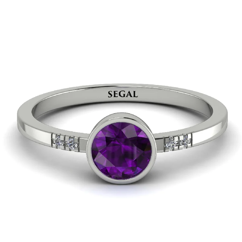 women's engagement rings with custom band -Bezel Minimalist Amethyst Ring - Kinsley No. 303