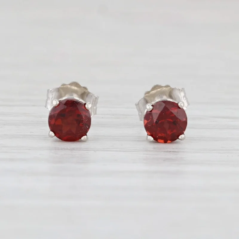 women's earrings with emerald -New 0.74ctw Round Garnet Stud Earrings 14k White Gold January Birthstone