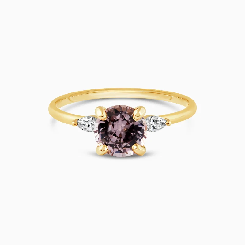 women's engagement rings with radiant cut diamond -Pinky Purple Spinel & Diamonds