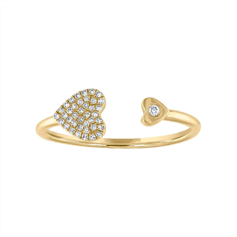 women's engagement rings with antique-inspired design -14KT GOLD DIAMOND PAVE HEART BEZEL SET CUFF RING