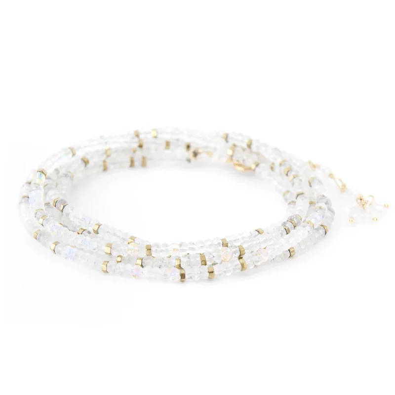 women's necklaces gold -Confetti Moonstone Wrap Bracelet & Necklace