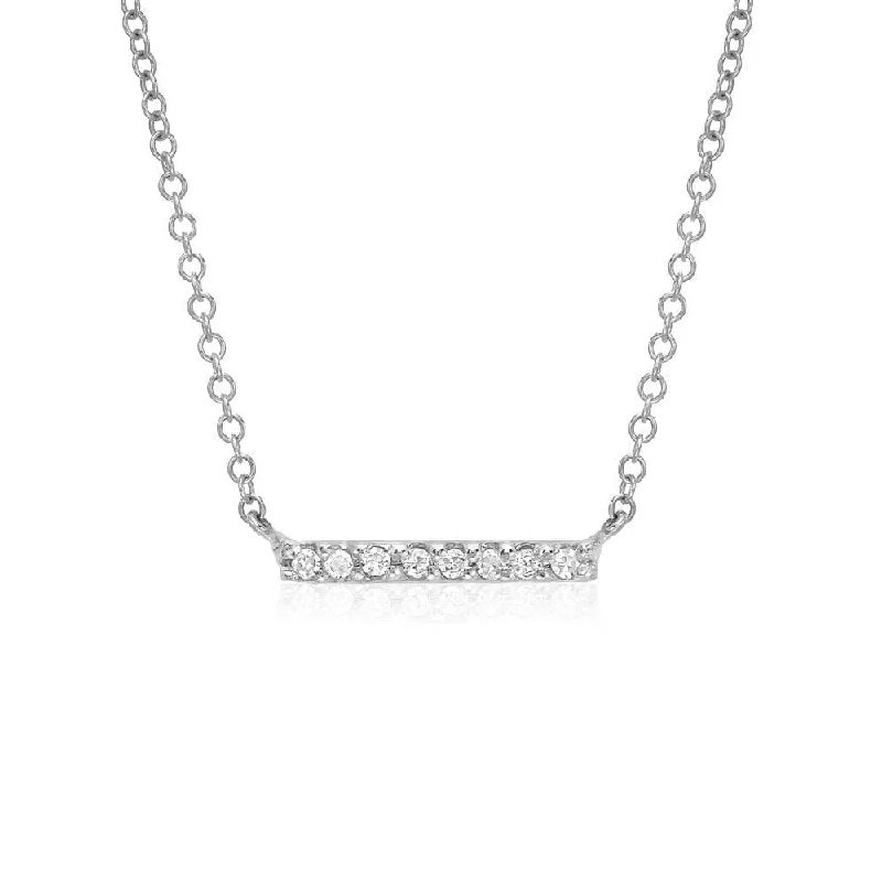 women's necklaces with rope chain -Petite Pavé Diamond Bar Necklace In White Gold