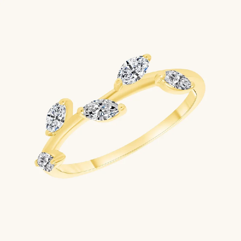 women's engagement rings with four-prong setting -The Diamond Leaf Ring