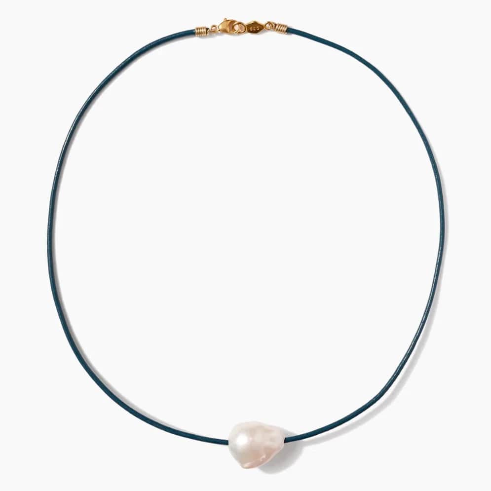 women's necklaces with twisted rope chain -Isla Pearl Necklace - Iris Blue