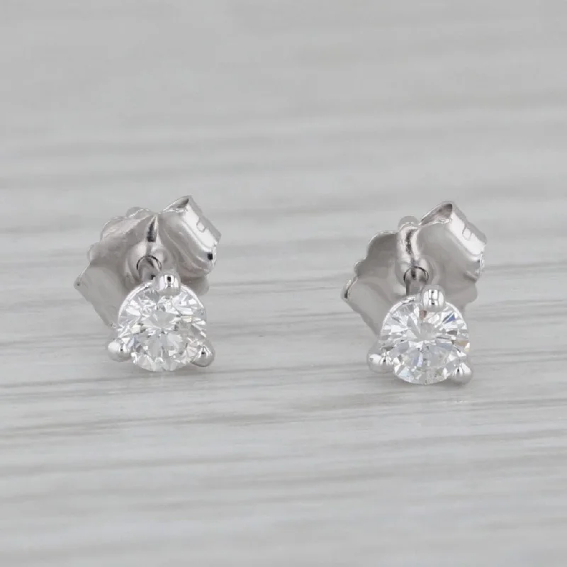 women's earrings with pave diamond -New 0.21ctw VS2 Diamond Stud Earrings 14k White Gold Round Solitaire Studs