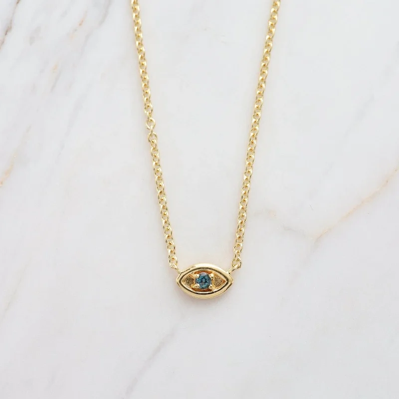 women's necklaces with star design -Gold Vermeil Evil Eye with London Blue Topaz Necklace