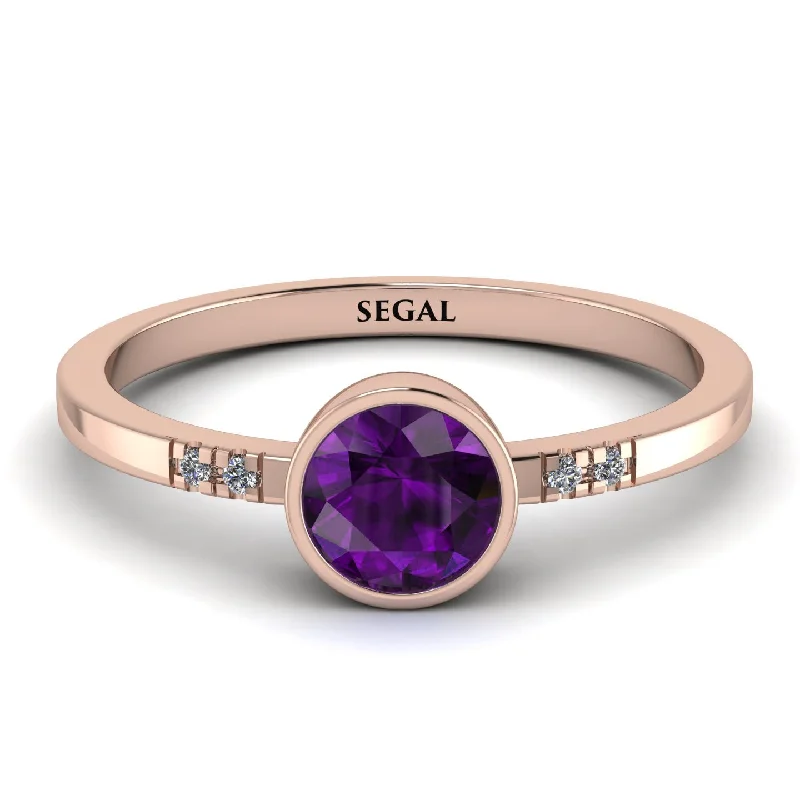 women's engagement rings with diamond solitaire -Bezel Minimalist Amethyst Ring - Kinsley No. 302