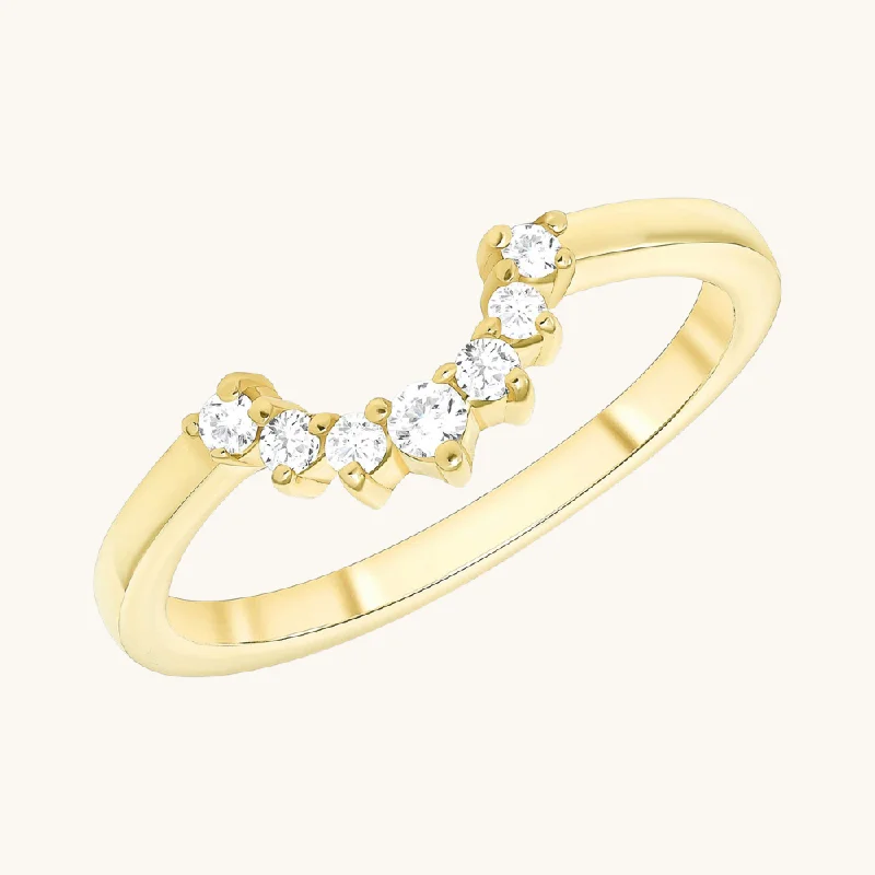 women's engagement rings with pear-shaped diamond -Diamond Curve Around Ring