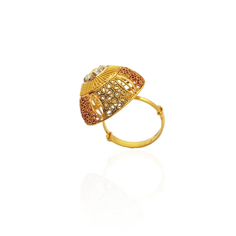 women's rings gold -Parasol Cocktail Ring (24K)