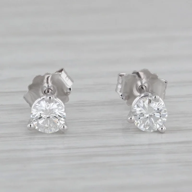 women's earrings with asymmetrical style -New 0.31ctw Diamond Stud Earrings 14k White Gold Round Solitaire Studs