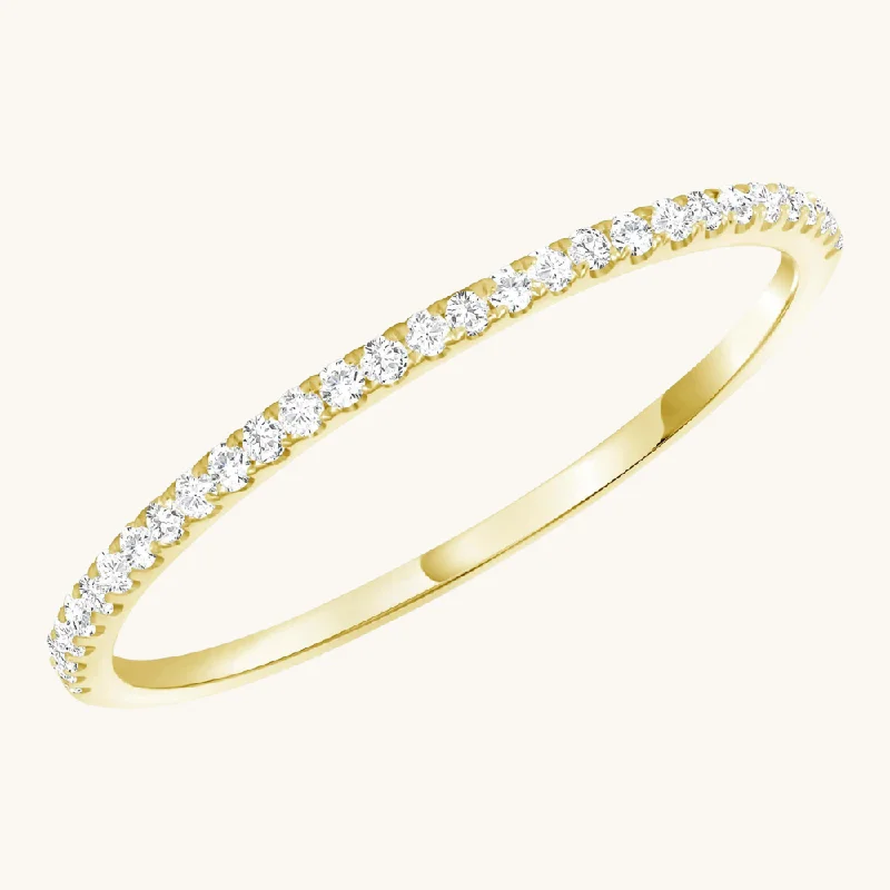 women's engagement rings with intricate setting -Petite Halfway Diamond Band