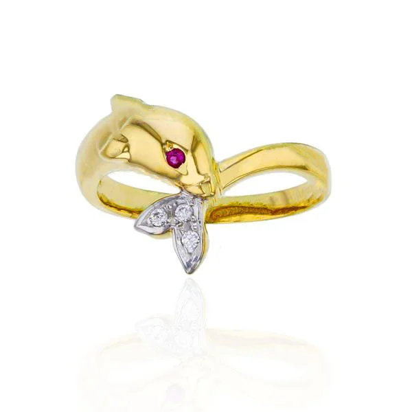 women's rings with double halo -White-Tailed Dolphin Ring (14K)