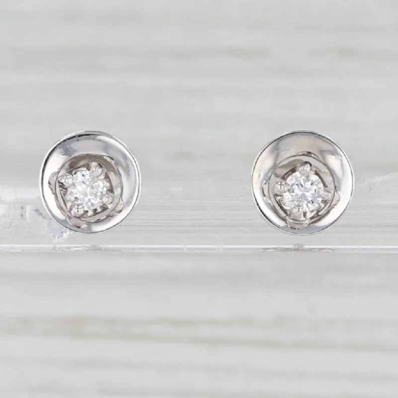 women's earrings with gemstone -0.22ctw Round Diamond Solitaire Stud Earrings 14k White Gold