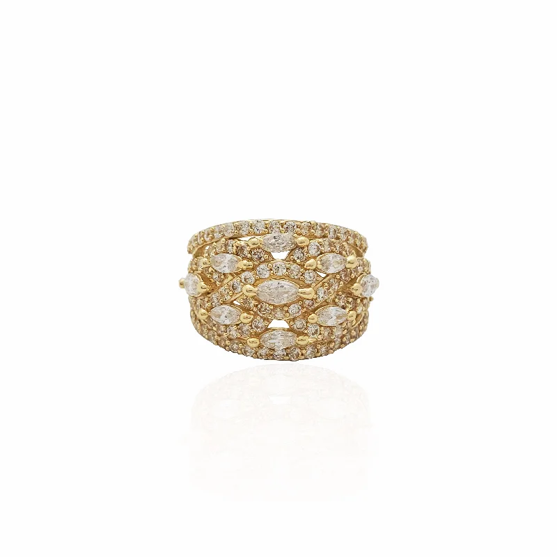 women's rings with timeless appeal -Gemstone Ravine Cocktail CZ Ring (14K).